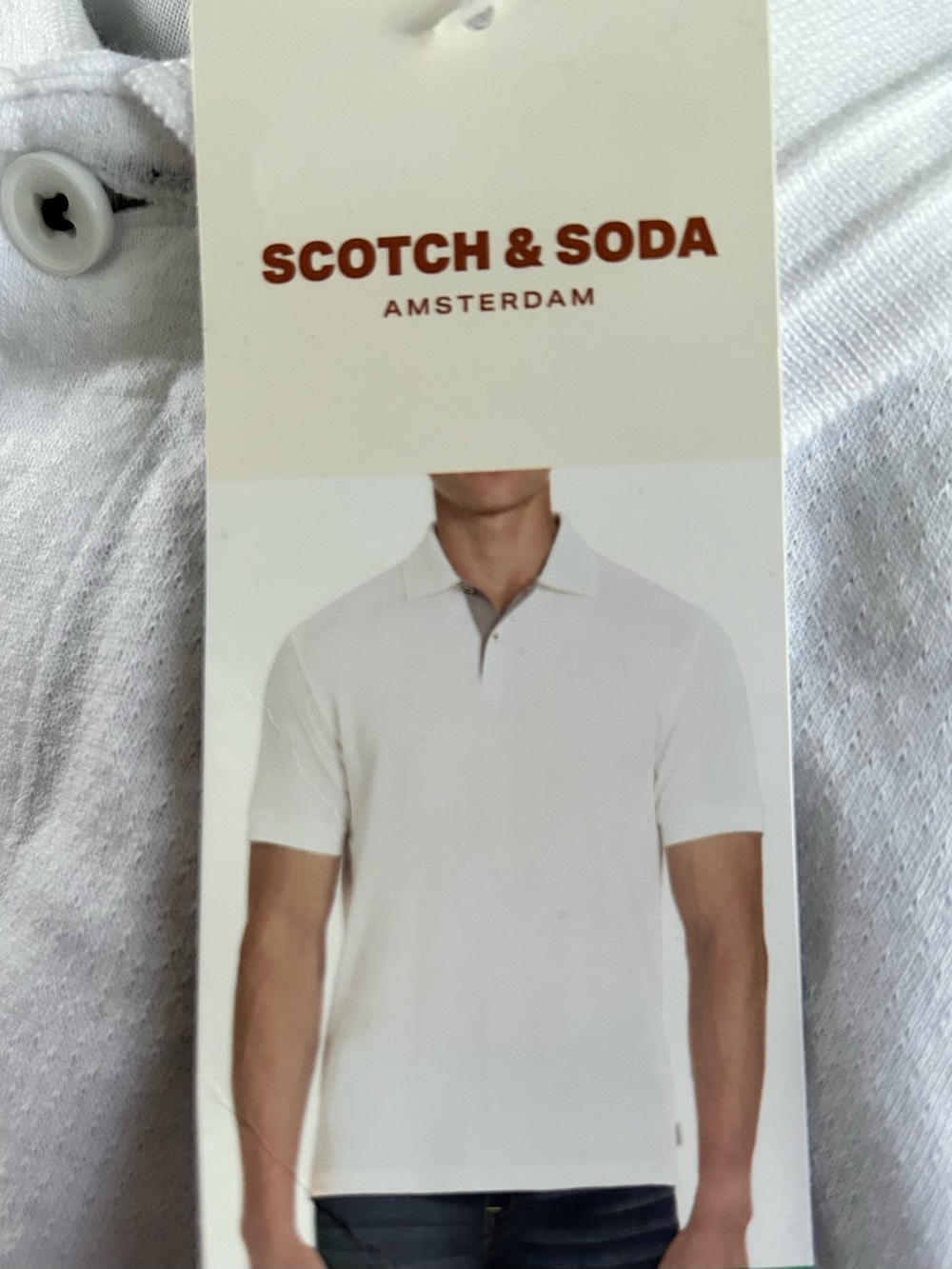 Scotch & Soda Amsterdam Men’s Short Sleeve Polo Shirt White Large NWT